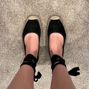 Tory Burch Black Suede Espadrilles 8.5